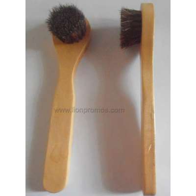 Round Head Wooden Horse Hair Shoe Brush